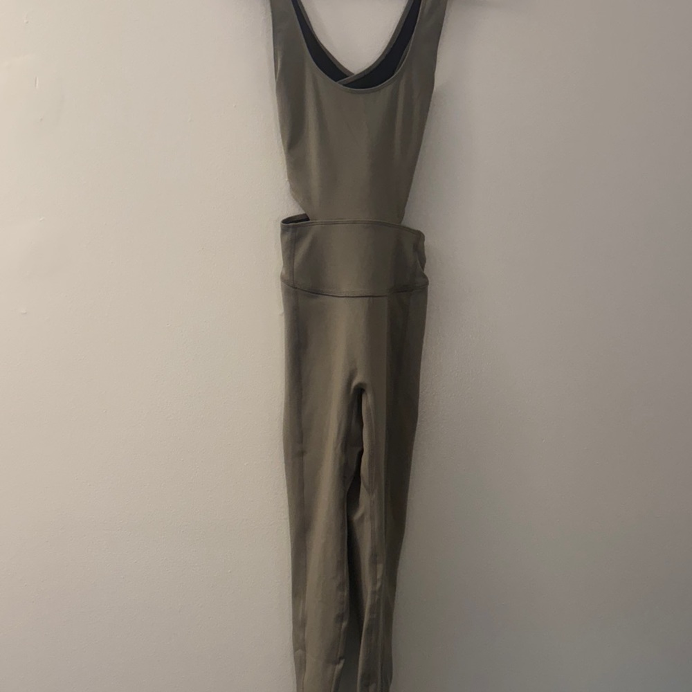 FP Movement by Free People Sage-Tone Sleeveless High-Waist Jumpsuit